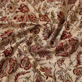  Beige Block Print Cotton Pedana Kalamkari Fabric