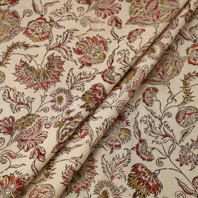  Beige Block Print Cotton Pedana Kalamkari Fabric