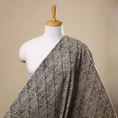  Beige Block Print Cotton Pedana Kalamkari Fabric