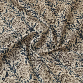  Beige Block Print Cotton Pedana Kalamkari Fabric