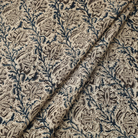  Beige Block Print Cotton Pedana Kalamkari Fabric