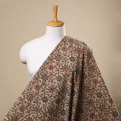 Buy Beige Block Print Cotton Pedana Kalamkari Fabric