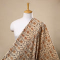  Beige Block Print Cotton Pedana Kalamkari Fabric