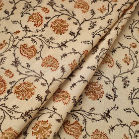  Beige Block Print Cotton Pedana Kalamkari Fabric