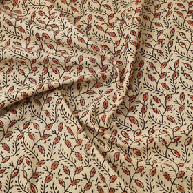  Beige Block Print Cotton Pedana Kalamkari Fabric