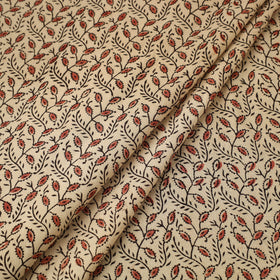  Beige Block Print Cotton Pedana Kalamkari Fabric