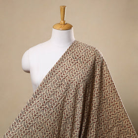  Beige Block Print Cotton Pedana Kalamkari Fabric
