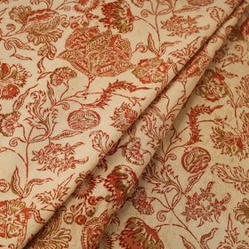  Beige Block Print Cotton Pedana Kalamkari Fabric