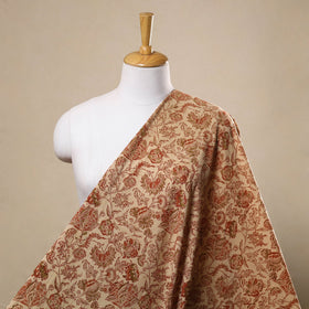  Beige Block Print Cotton Pedana Kalamkari Fabric