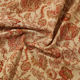  Beige Block Print Cotton Pedana Kalamkari Fabric