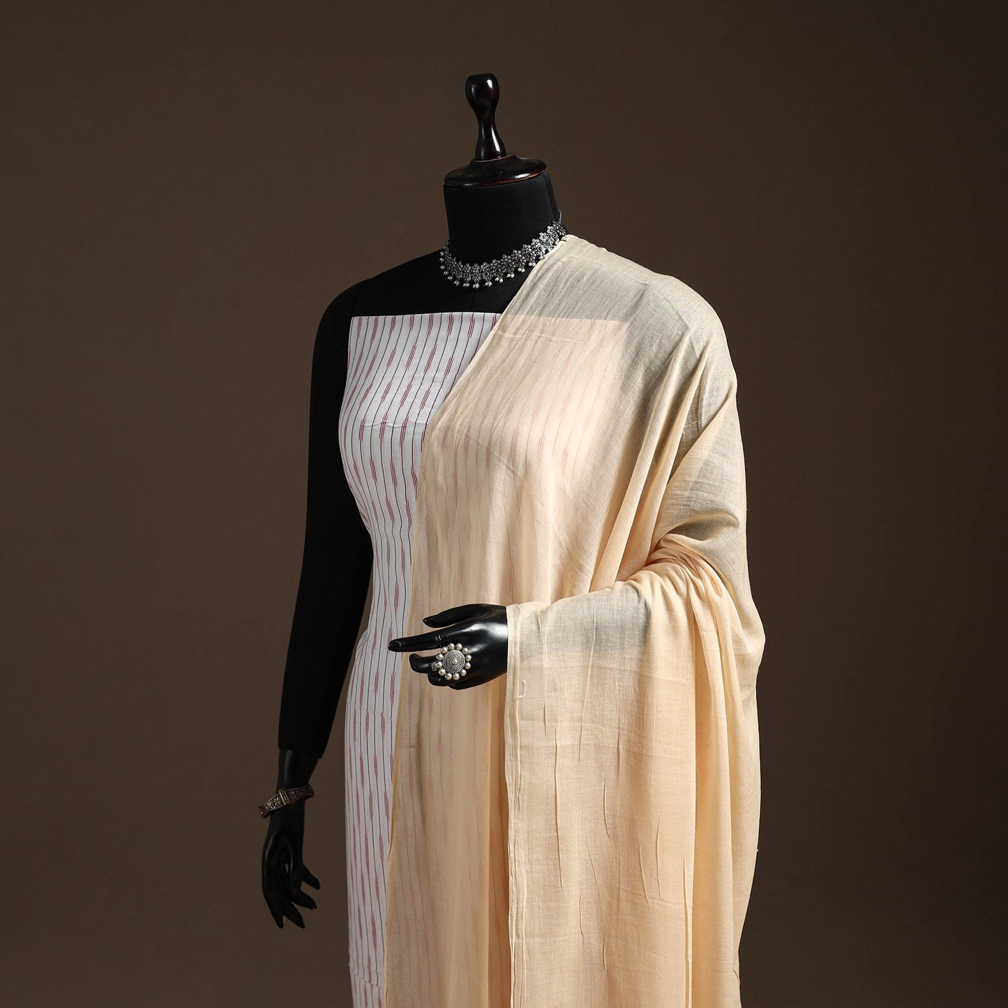 Cotton plain dupatta 03 - handcrafted