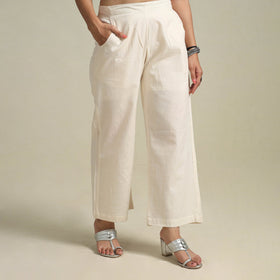White Cotton Plain Palazzo