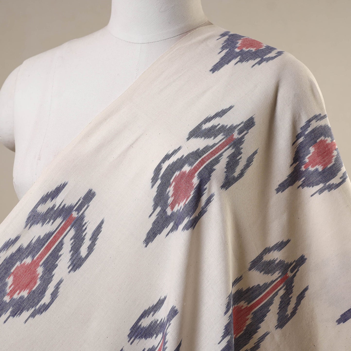 Beige - handloom cotton pochampally central asian ikat