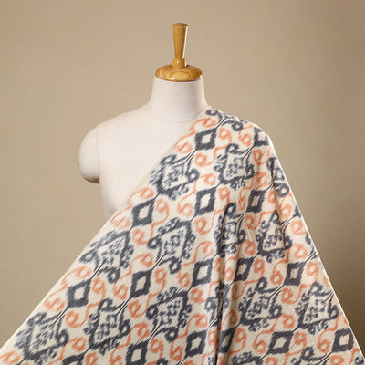 Beige Handloom Cotton Pochampally Central Asian Ikat Fabric