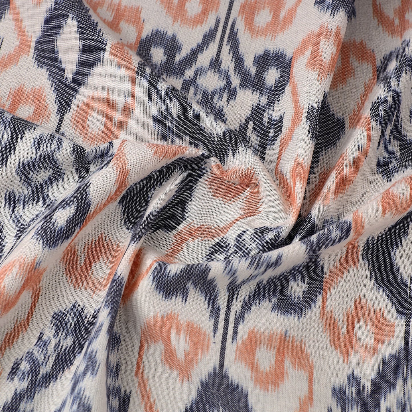 Beige Handloom Cotton Pochampally Central Asian Ikat Fabric