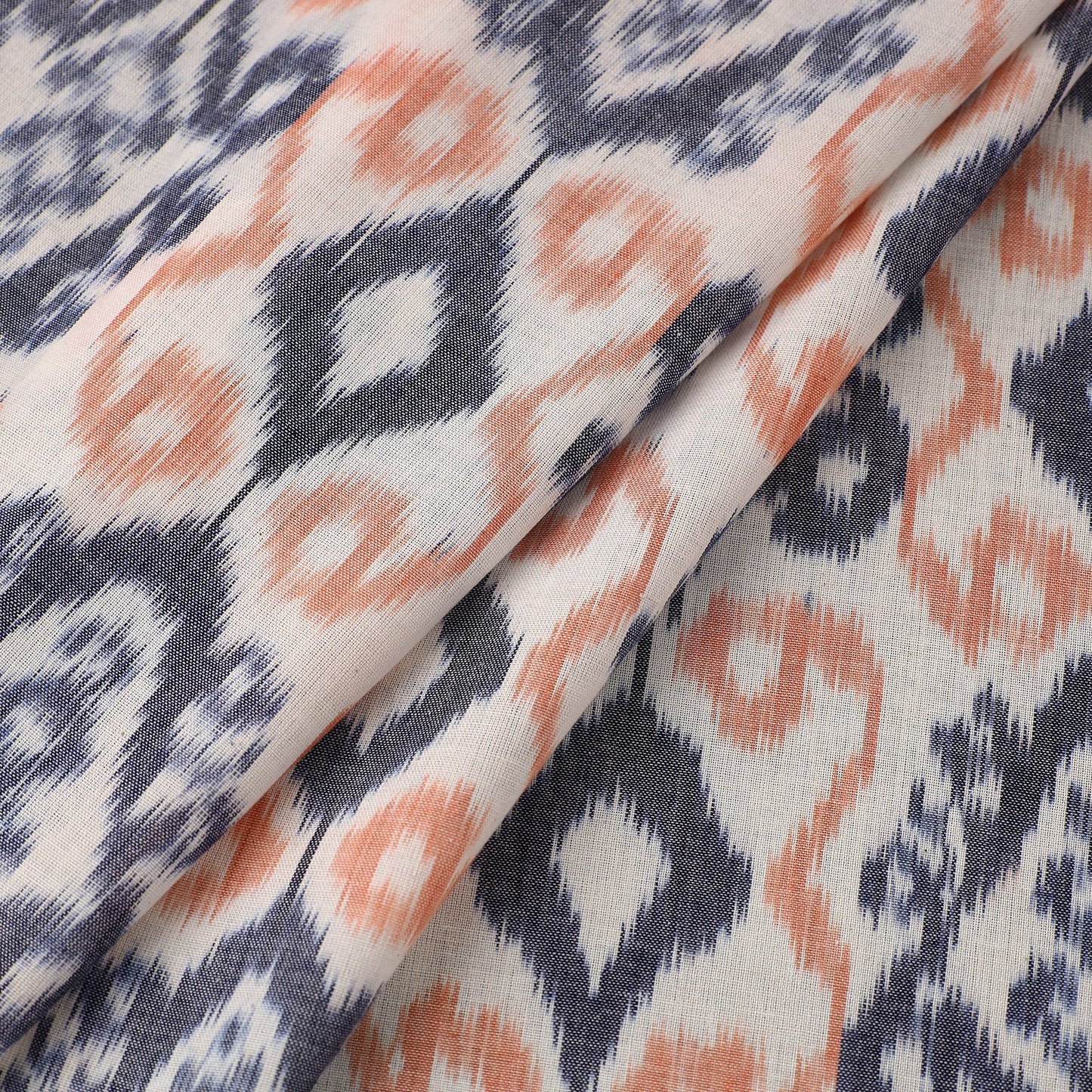 Beige Handloom Cotton Pochampally Central Asian Ikat Fabric