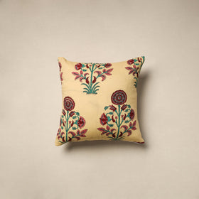 Cotton sanganeri cushion cover (16 x 16 in) 90 - handcrafted