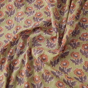 Green Block Print Cotton Sanganeri Fabric