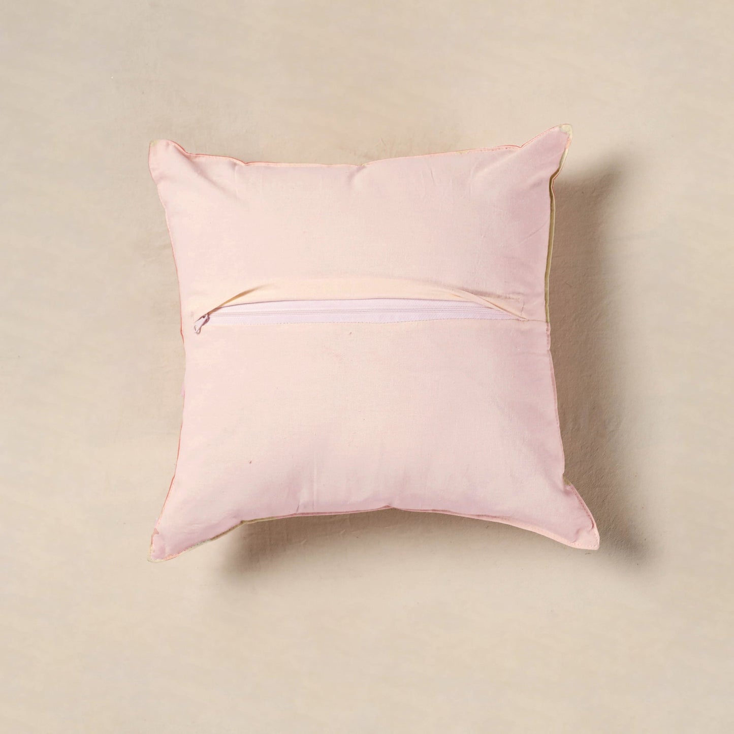 Beige - cotton sanganeri floral cushion cover (16 x 16 in)