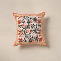 Beige - cotton sanganeri floral cushion cover (16 x 16 in)
