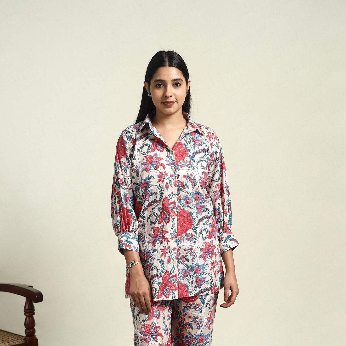 Buy Cotton Beige Sanganeri Block Print Night Suit Set Online 