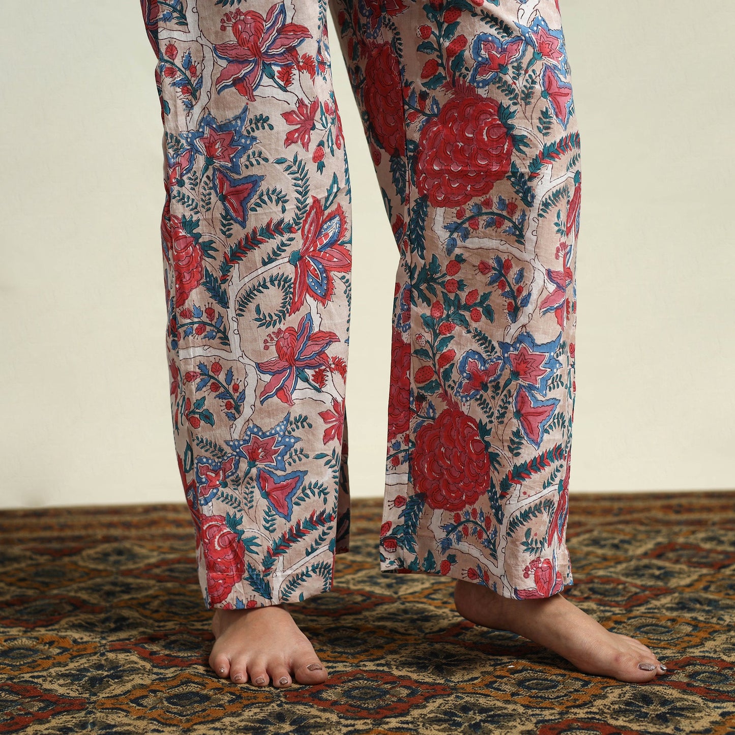 Buy Cotton Beige Sanganeri Block Print Night Suit Set Online 