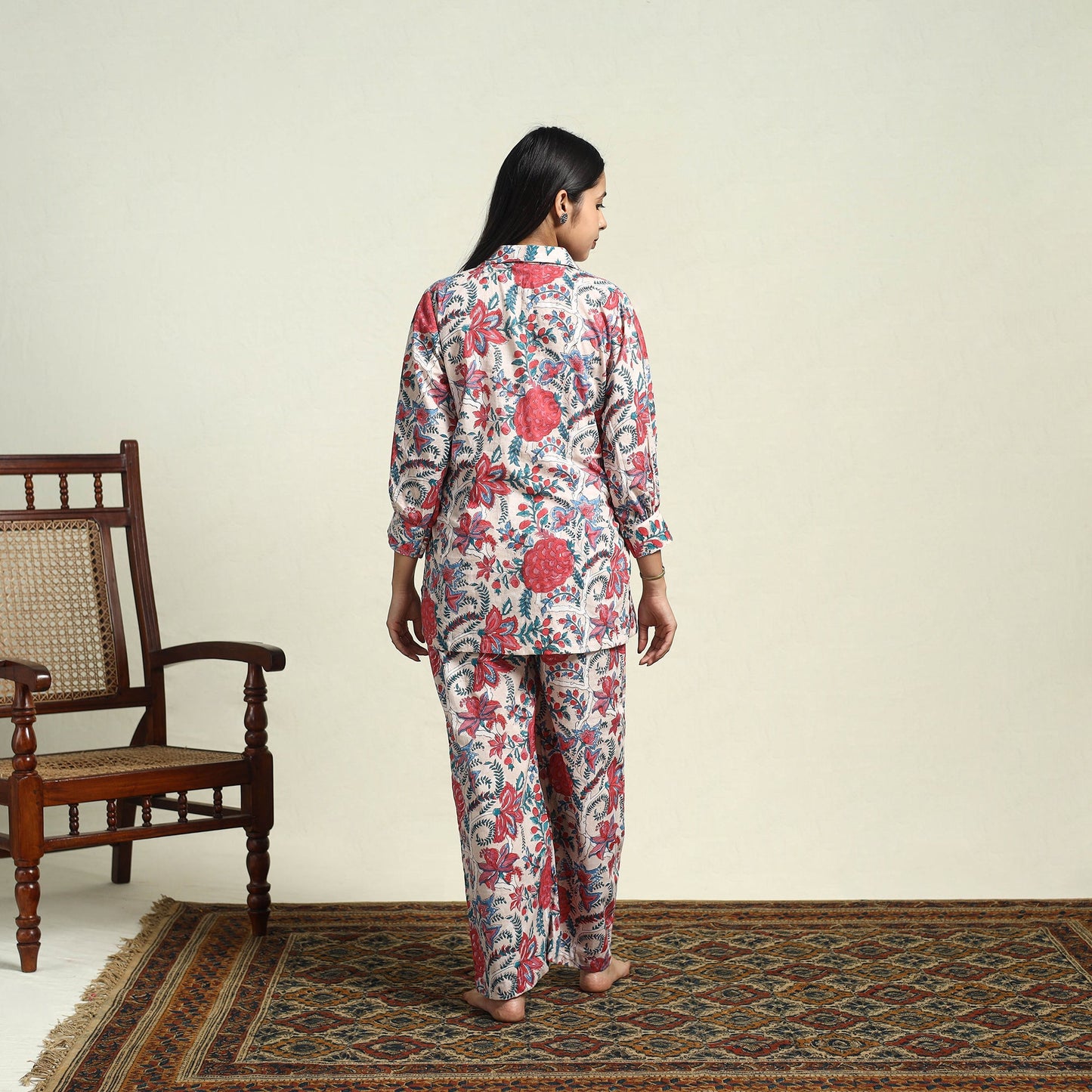 Buy Cotton Beige Sanganeri Block Print Night Suit Set Online 