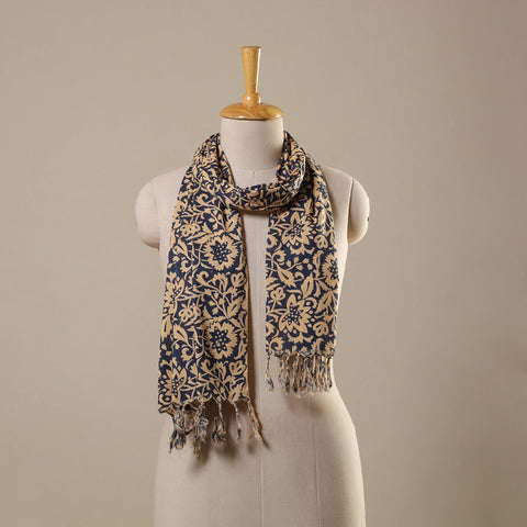Block Print Cotton Sanganeri Stole with Tassels