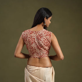 Buy Beige Block Print Cotton Stitched Kalamkari Blouse