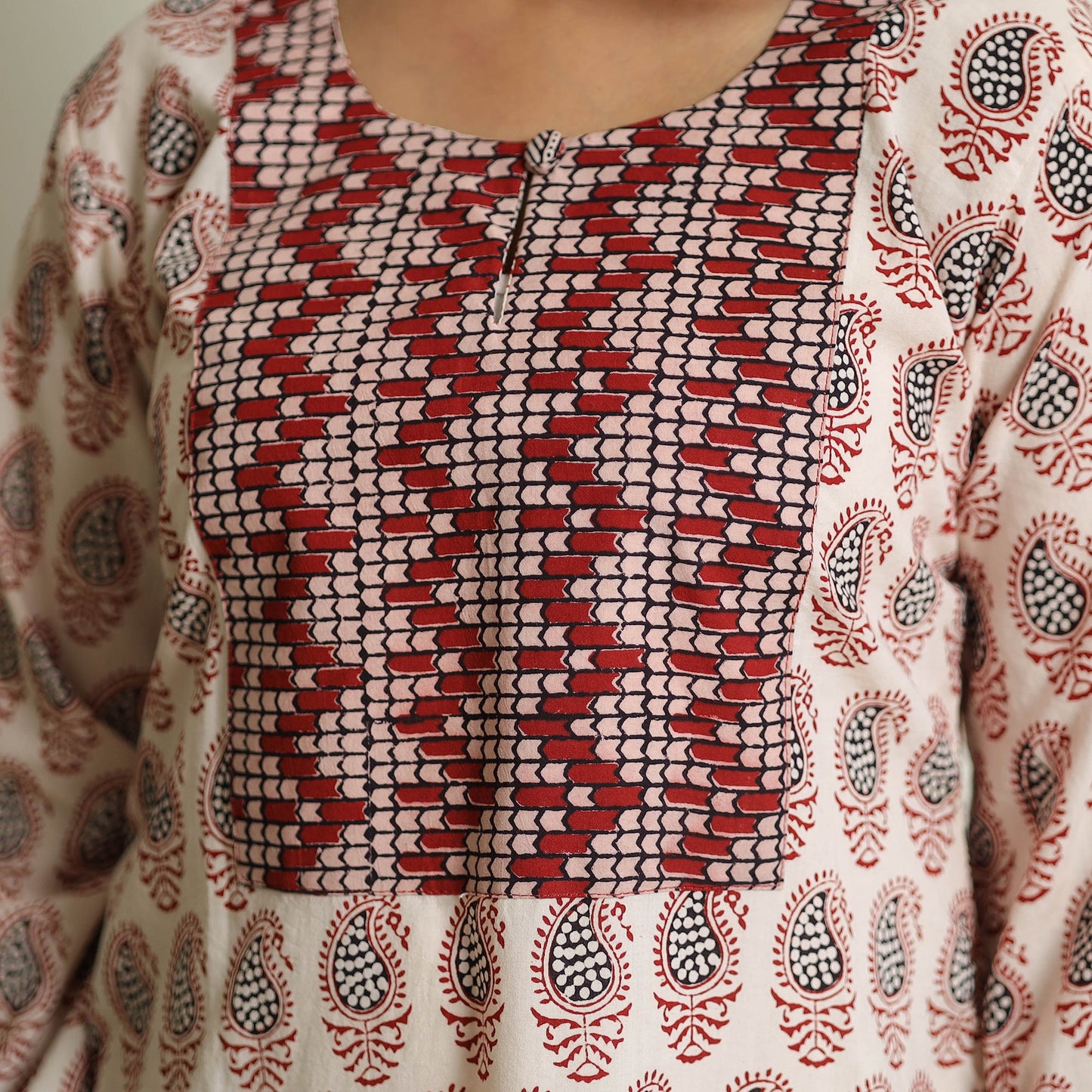 Buy Block Print Cotton Straight Bagh Kurta For Women