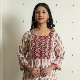 Buy Block Print Cotton Straight Bagh Kurta For Women