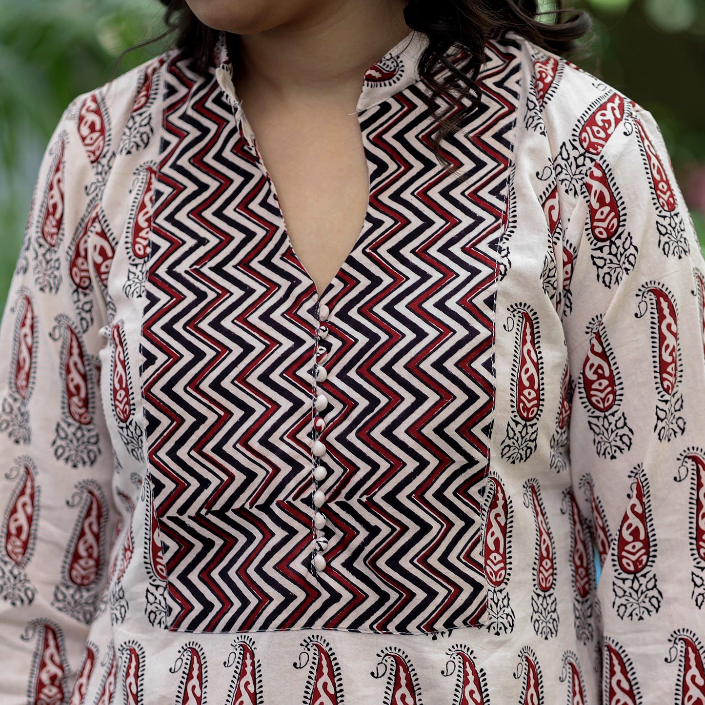 Buy Block Print Mul Cotton Straight Bagh Kurta For Women