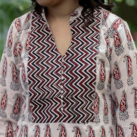Buy Block Print Mul Cotton Straight Bagh Kurta For Women