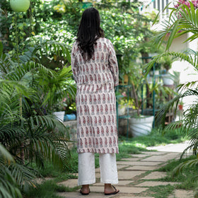 Buy Block Print Mul Cotton Straight Bagh Kurta For Women