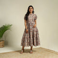 Beige - cotton tiered kalamkari dress 09 - handcrafted