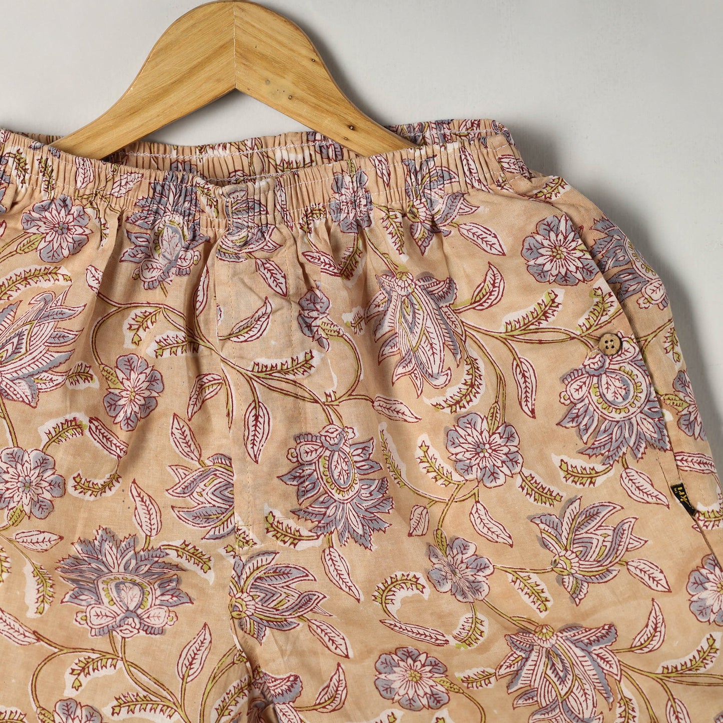 Beige - cotton unisex sanganeri shorts/boxer 04