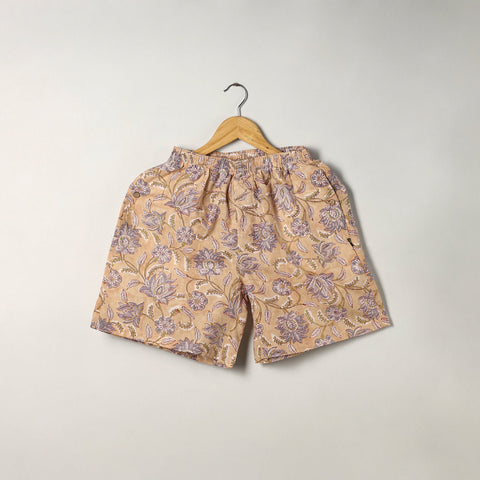 Beige - cotton unisex sanganeri shorts/boxer 04