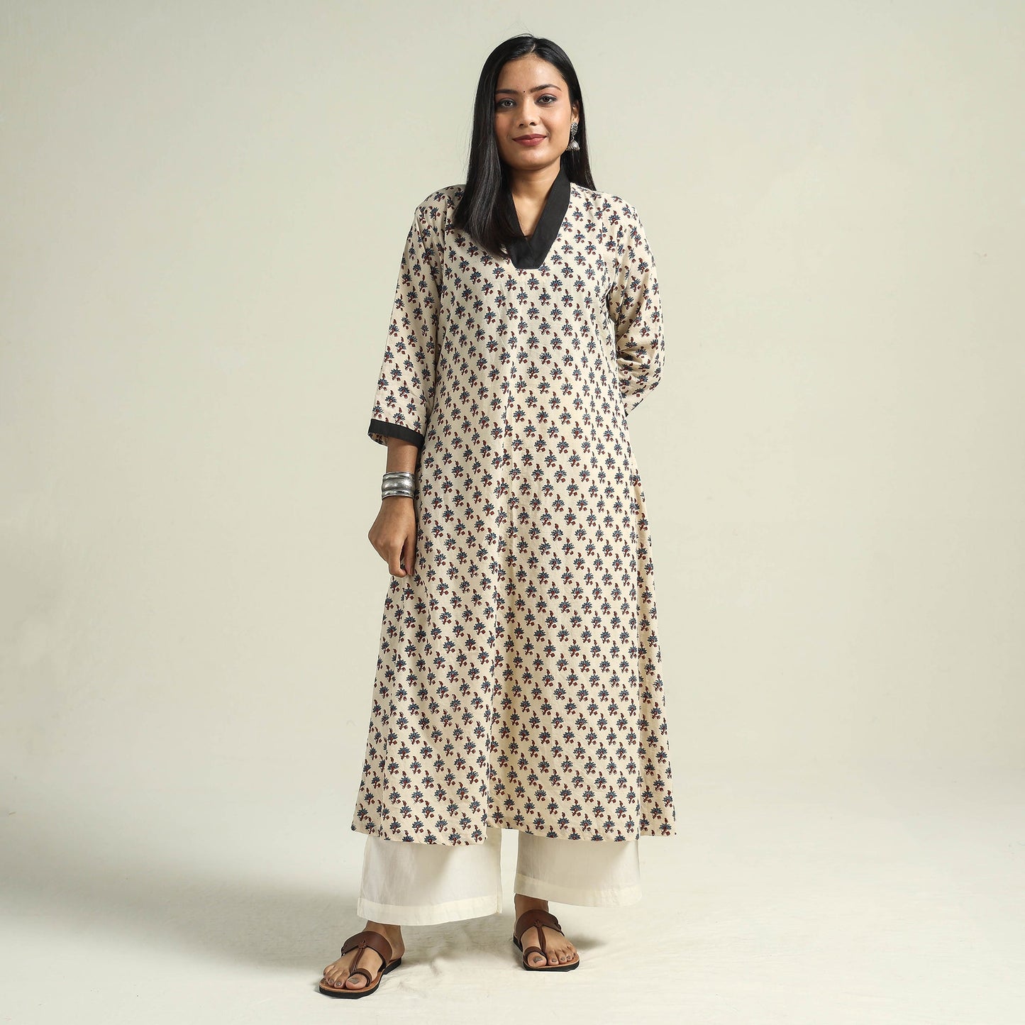 Buy Ajrakh Hand Block Printed Cotton Kurta Online at iTokri.com