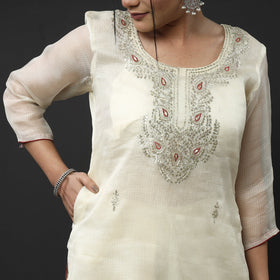 Buy Kota Doria Pure Silk Kurta with Palazzo & Dupatta Set Online at iTokri.com