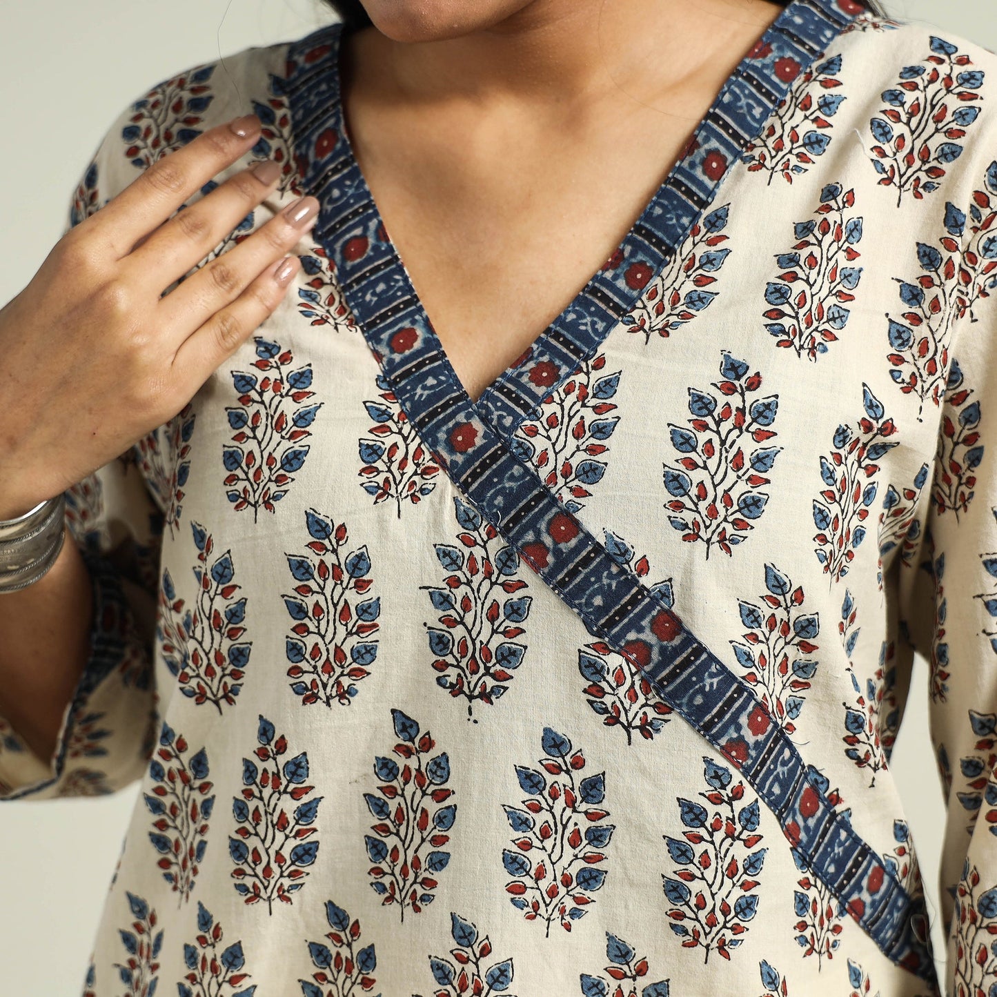 Buy Ajrakh Hand Block Printed Cotton Kurta Online at iTokri.com
