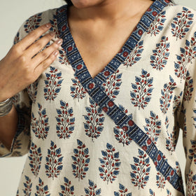 Buy Ajrakh Hand Block Printed Cotton Kurta Online at iTokri.com