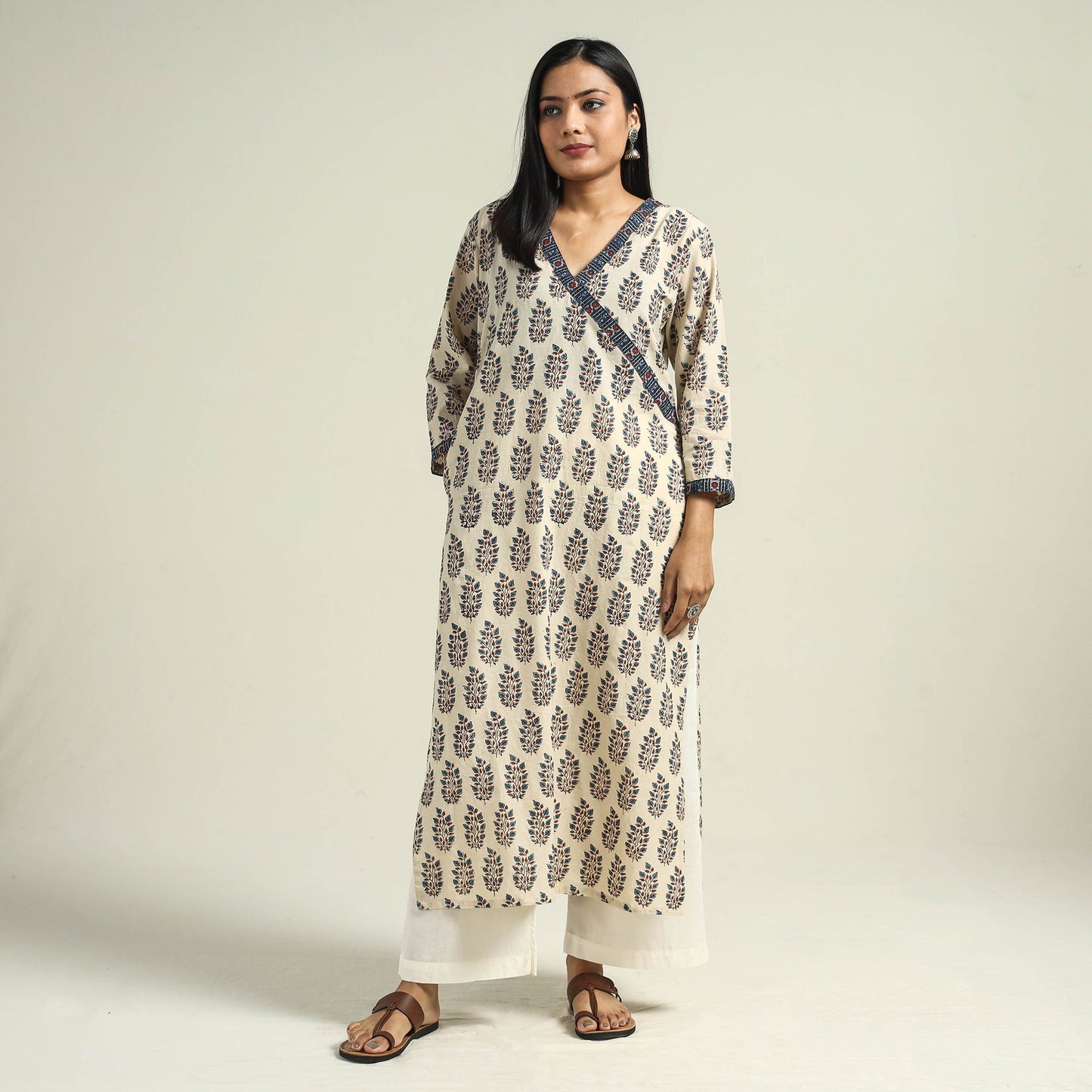 Buy Ajrakh Hand Block Printed Cotton Kurta Online at iTokri.com