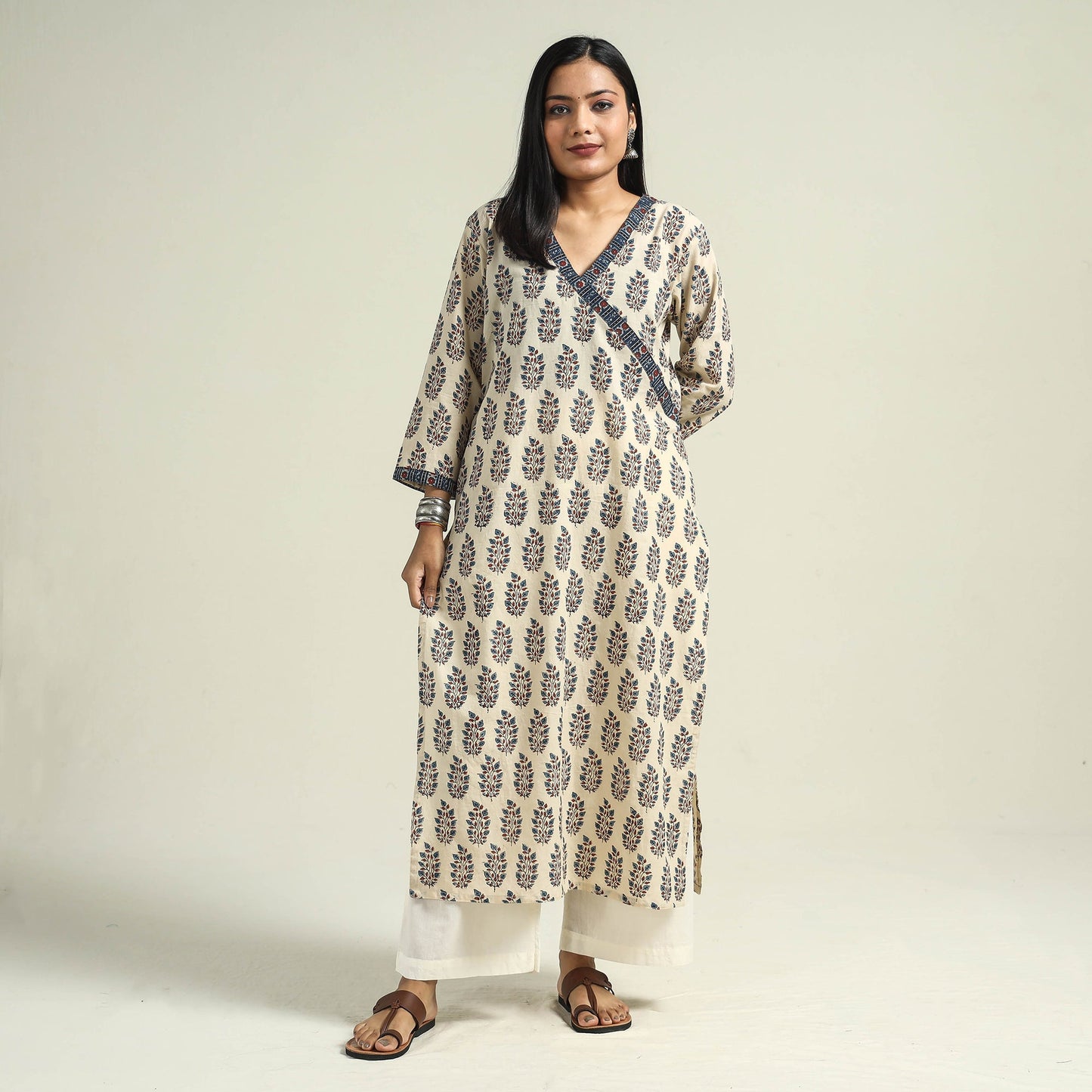 Buy Ajrakh Hand Block Printed Cotton Kurta Online at iTokri.com