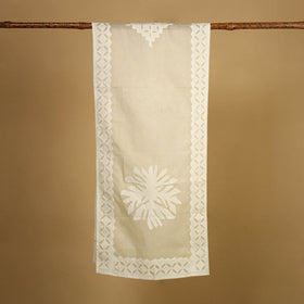 Beige Cut Work Cotton Barmer Applique Stole