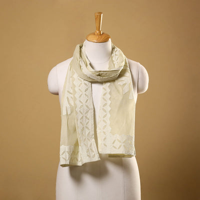 Beige Cut Work Cotton Barmer Applique Stole