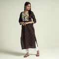 Dark brown - srikalahasti kalamkari patchwork jacquard