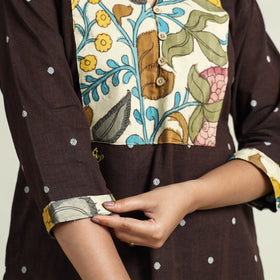 Dark brown - srikalahasti kalamkari patchwork jacquard