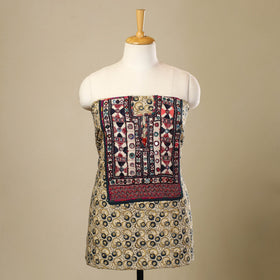  Beige Desert Thread Embroidery Kalamkari Kurta Material