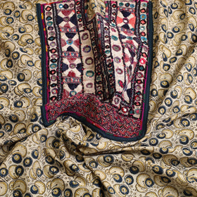  Beige Desert Thread Embroidery Kalamkari Kurta Material