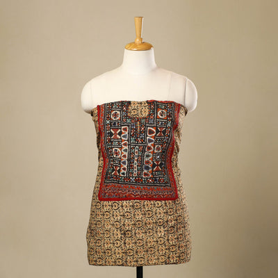  Beige Desert Thread Embroidery Kalamkari Kurta Material